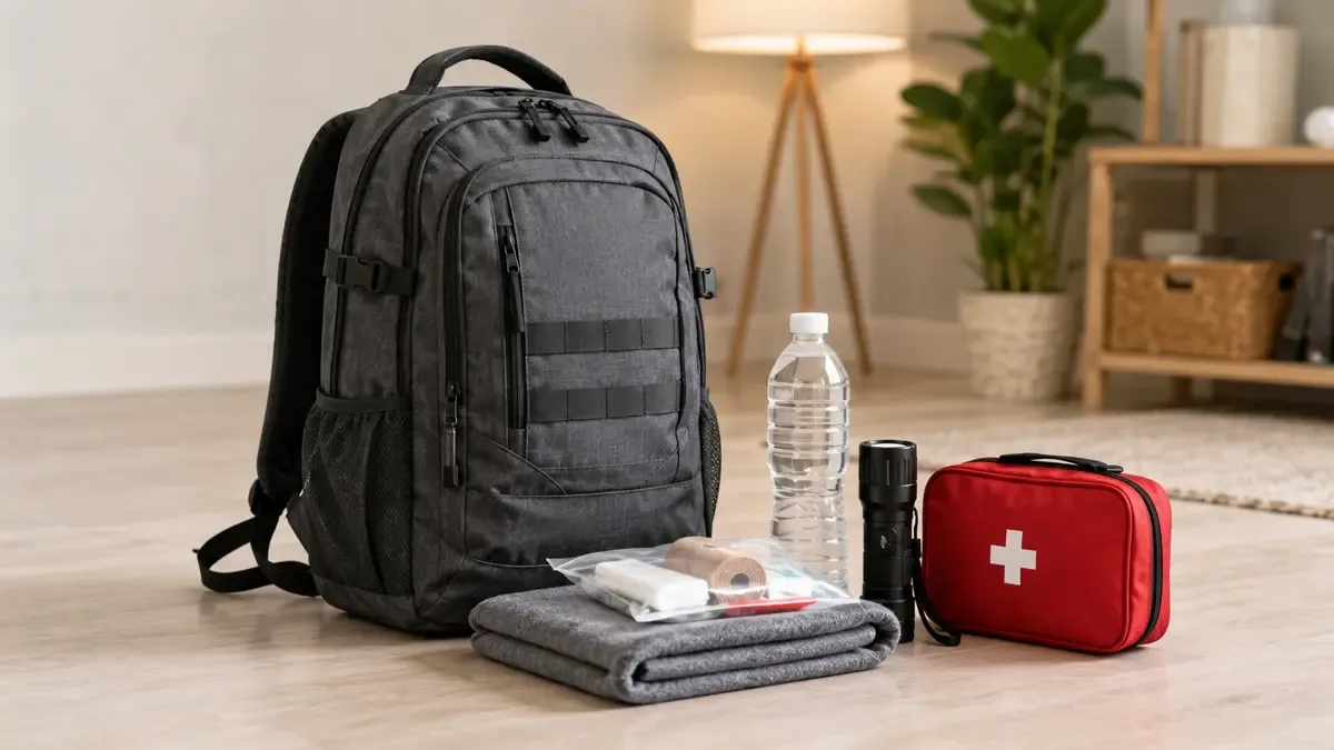 Mochila de emergencia con elementos básicos